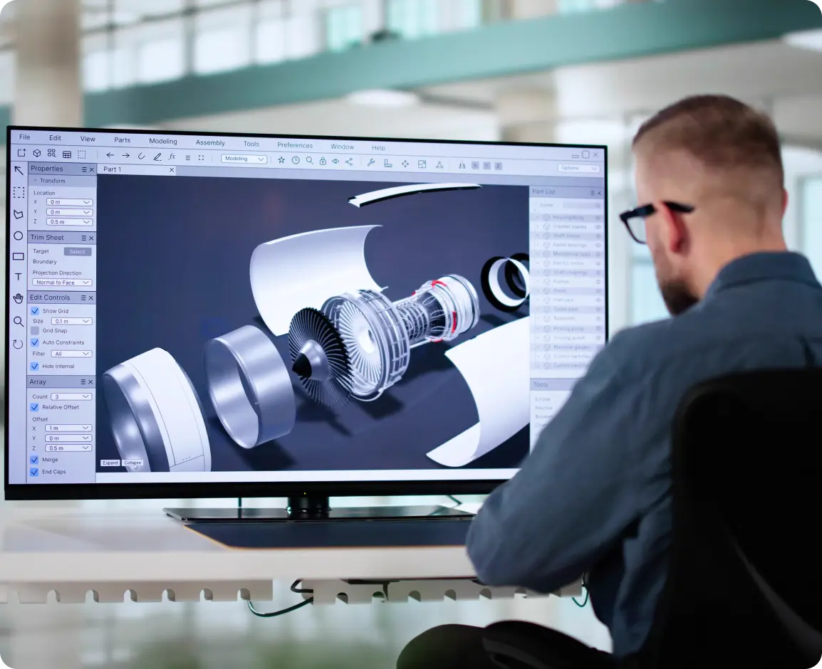 Engineer designing 3D model